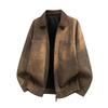 New PU leather jacket for men, American vintage workwear style, tough relaxed style, old money street style, minimalist