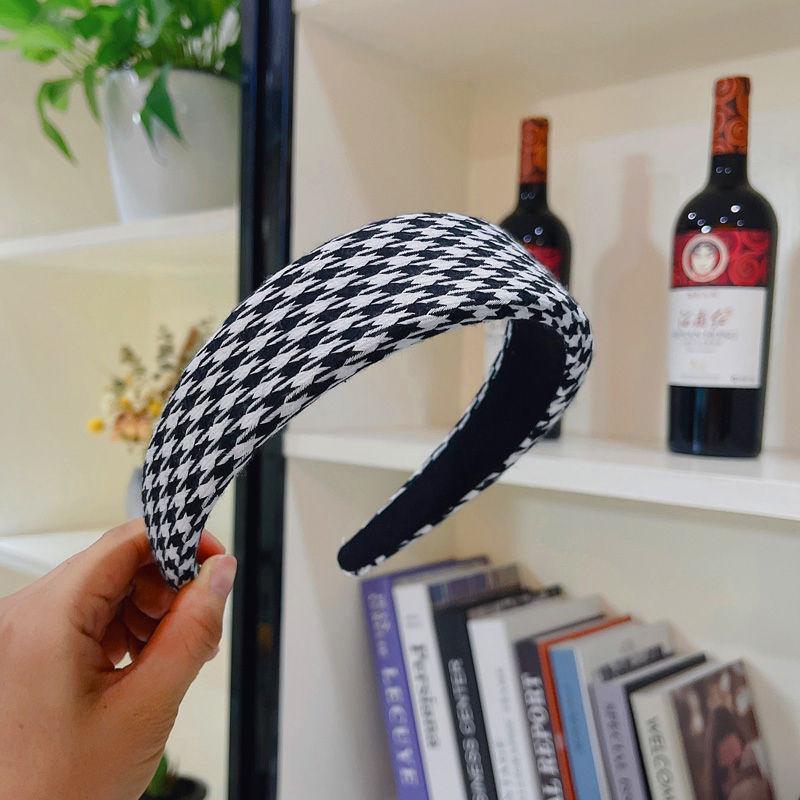 

4СМ Модная женская и девичья клетчатая повязка на голову с поролоновой подкладкой, женские повседневные обручи для волос, аксессуар