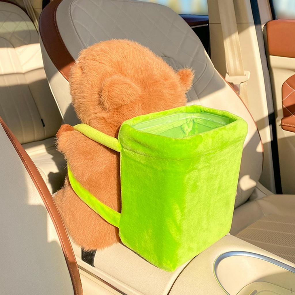 Capybara Plush Car Tissue Box, Cartoon Cover, Trash Bin, Soft Animals Napkin Paper