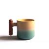 Handmade Ceramic Coffee Mug with Wooden Handle - Retro Tea Cup, Office Water Cup Filter Design, Unique Birthday Gift