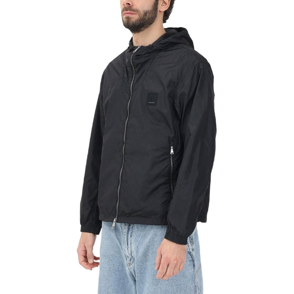 Armani Exchange Fitted Hooded Double Zipper Long Sleeve Jacket Men Jacket Black XM000342-AF12285-UC001