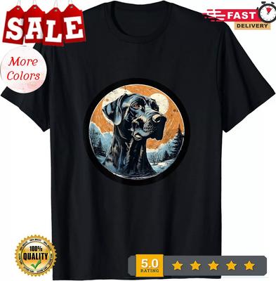 2025/Vintage Great Dane Dog Moon Winter Forest Gift Unisex T-Shirt Unisex T-Shirt