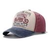 Cappello parasole per moto con stampa graffiti, aspetto lavato e vissuto, berretto da baseball con visiera curva color-block
