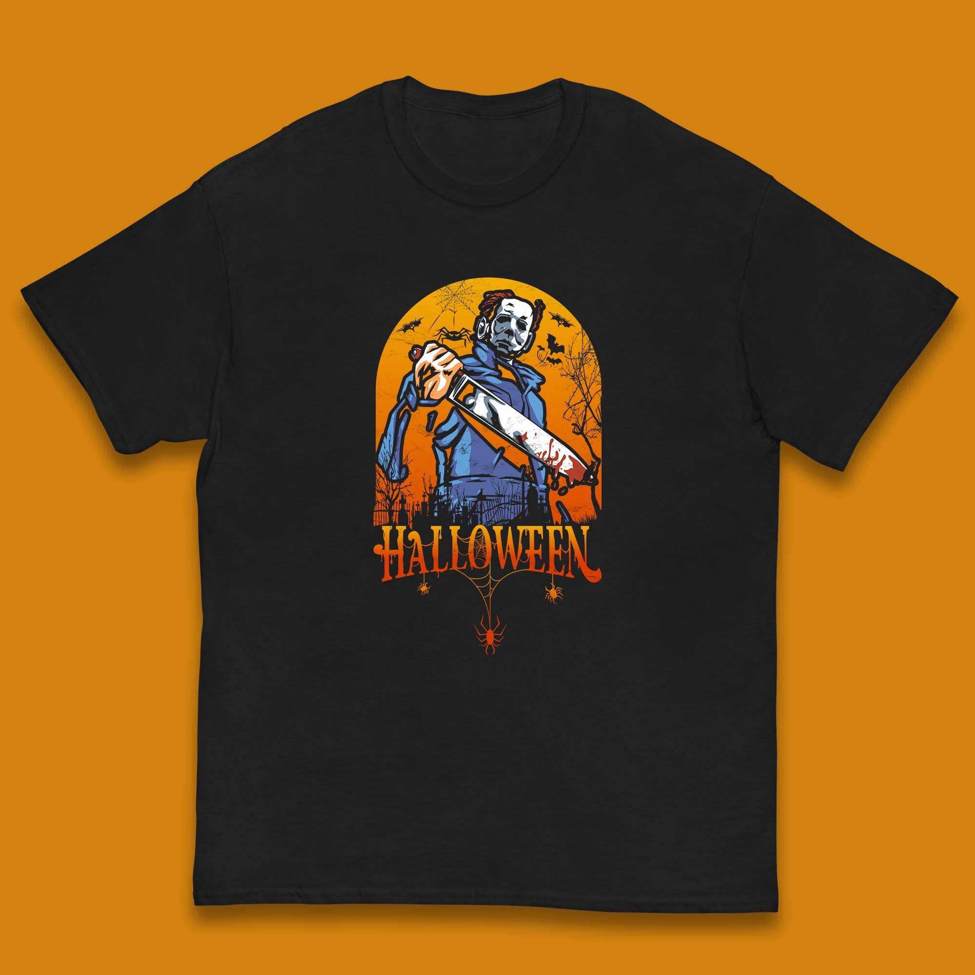 Halloween Michael Myers Holding Bloody Knife Halloween Serial Killer Horror Movie Character Kids T Shirt 100