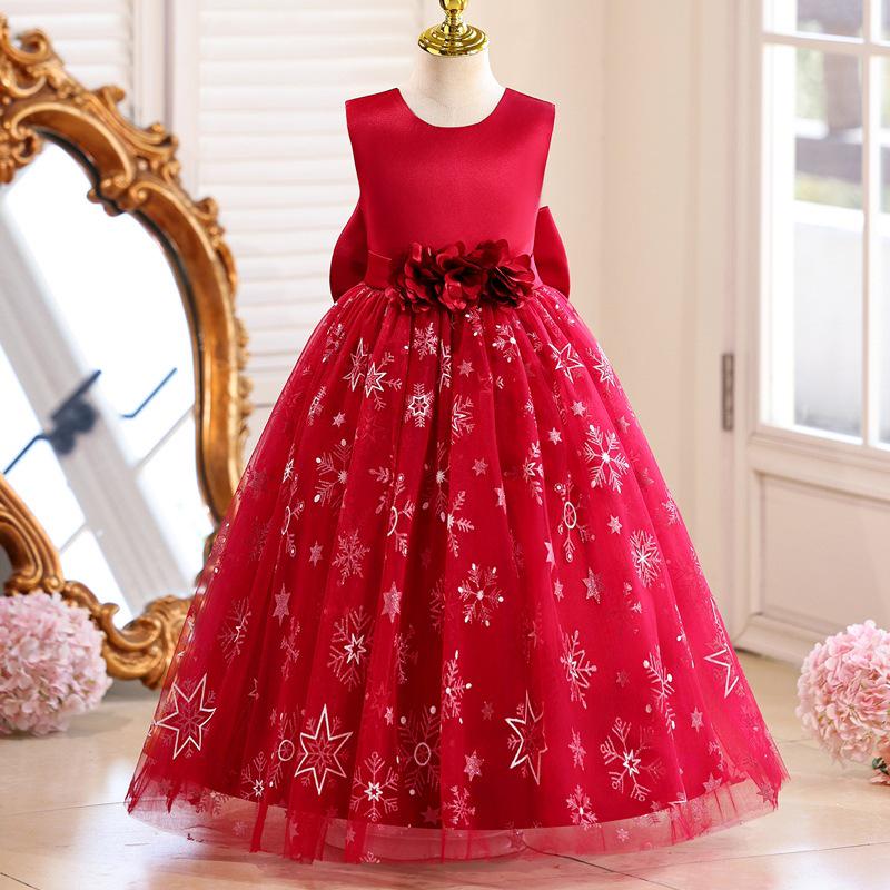 Starry Sky Sequin Princess Dress for Little Girls 110cm красный