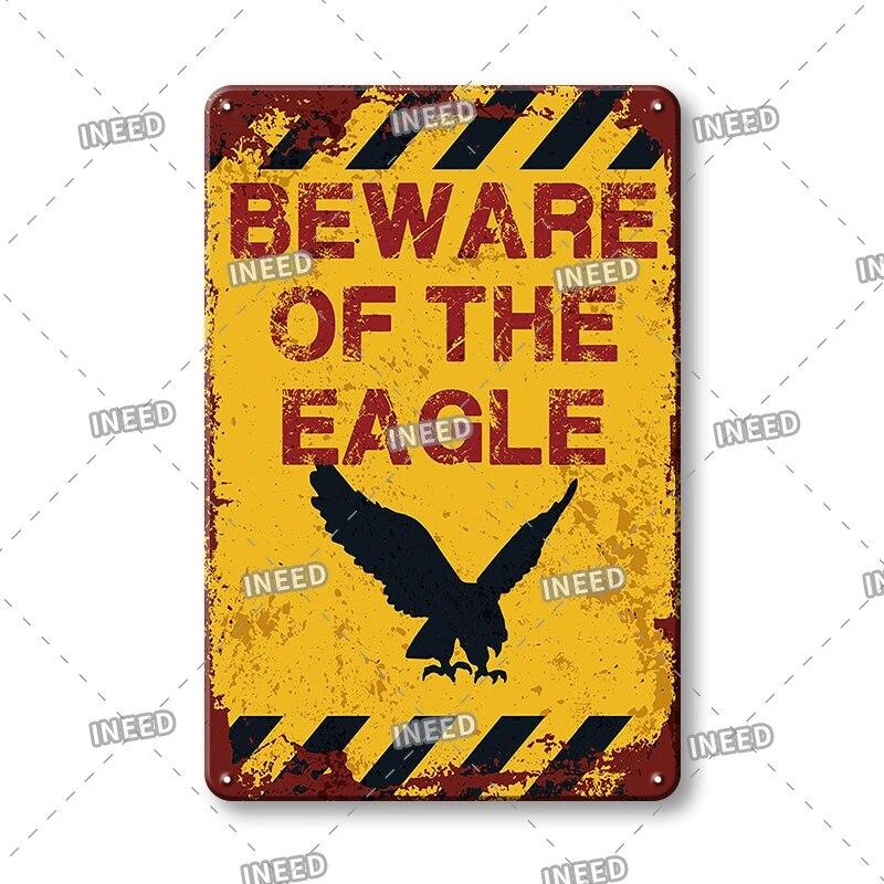 Plakette Vintage Metall Vorsicht Tier Metall Blechschild Tiere Warnung Vintage Blechschild Metallplatte für Wand Pub Bar Club Wanddekoration
