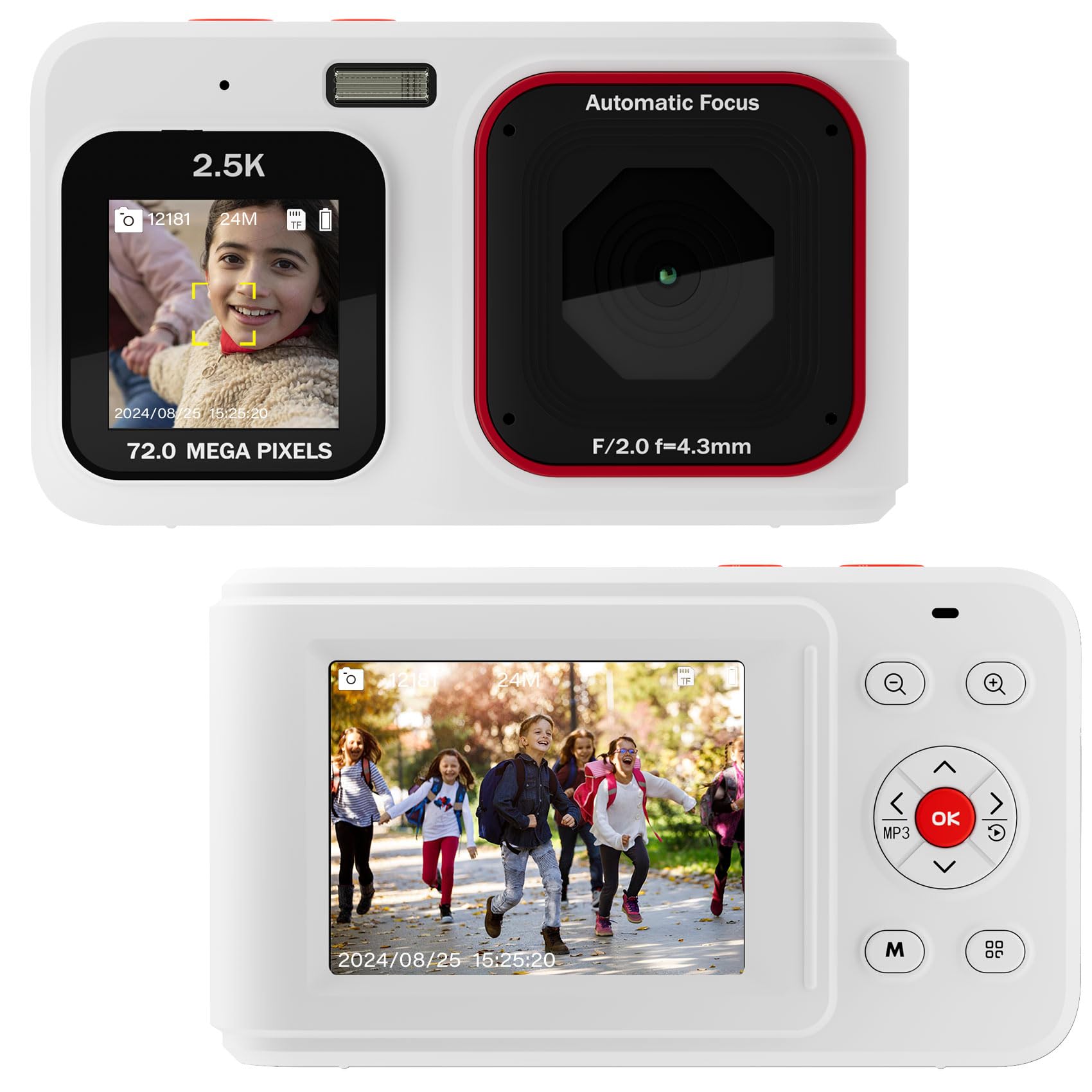 

Цифрова Подвійна 1080P Відео Селфі Шкільна Камера, Камера, Запис, Зйомка Крупним Планом, 2,4-дюймовий Екран, Підтримка, Легка, Подорож, білий