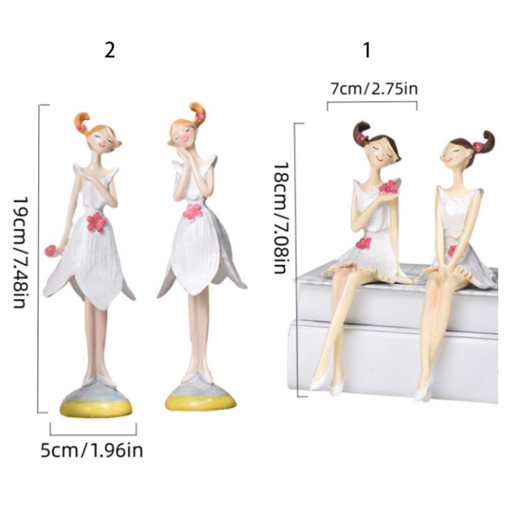 2pcs/set Angel Girl Sisters Flower Girl Ornament Resin Craft Angel Girl Figurines Garden   Friend