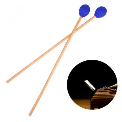 SLADE 1 pár Marimba Sticks Rukoväť z javorového dreva Modrá Vlnená hlava Profesionálna Marimba Xylofónová palička