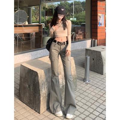 Damen High-Waist Micro Flare Hose - Herbst/Winter 2023 Kollektion, Fließender bodenlanger Schlag, Streetstyle.