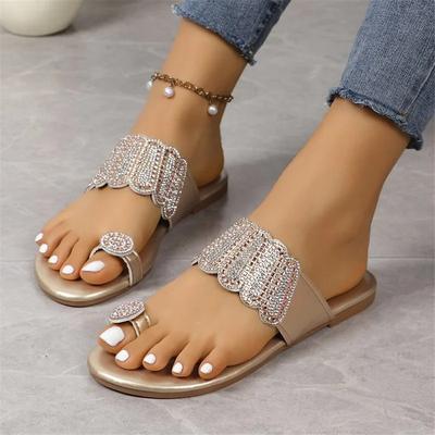 Fashion Summer Outside Modern Slippers Flat with Sexy Ladies Shoes 2025 Hot Sale Solid Bling Women's Slippers Zapatillas De Mujer Beach