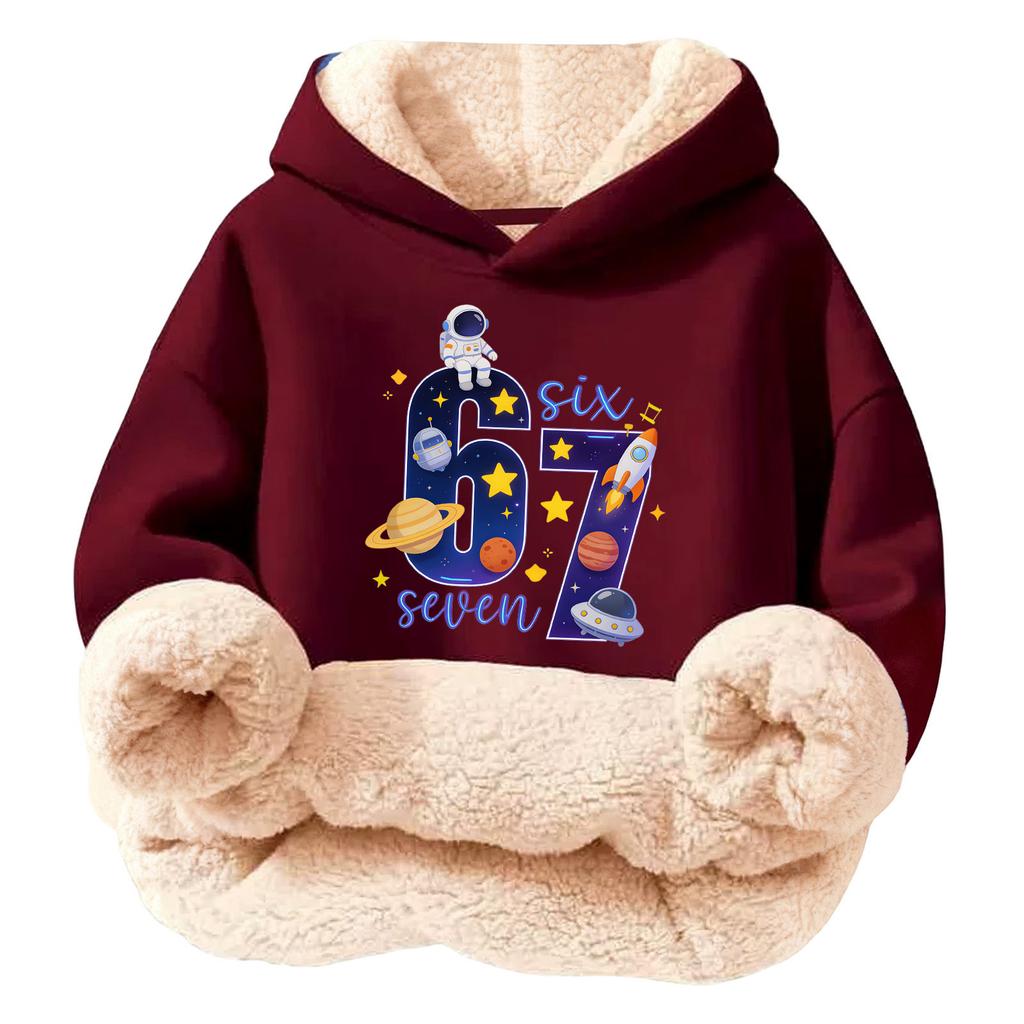 Children's Fashionable Printing Casual Fleece Hooded Loose Fit Hoodie Without Pockets