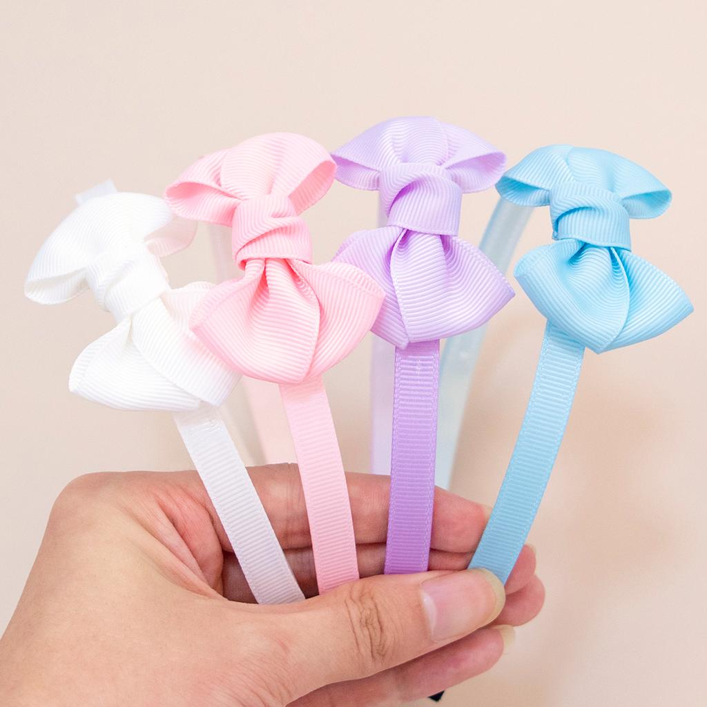 4pcs Grosgrain Ribbon Hair Bows Headbands Plastic Teeth Hairbands Girls Headbands Children Kids Hair Accessories