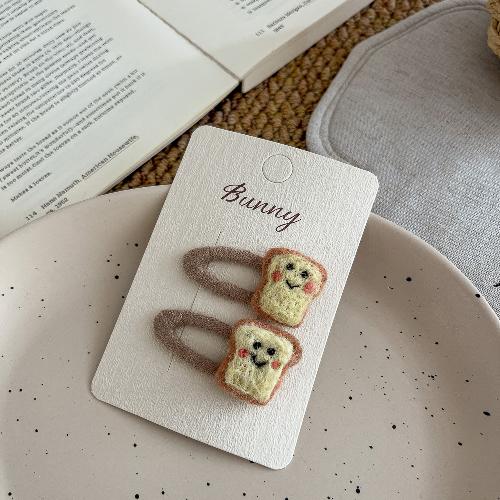 Wool Felt Cartoon Bread Slices Biscuits BB Clip Cute Bangs Side Clip Hairpin Funny Hair Clip Children's Hair Accessories