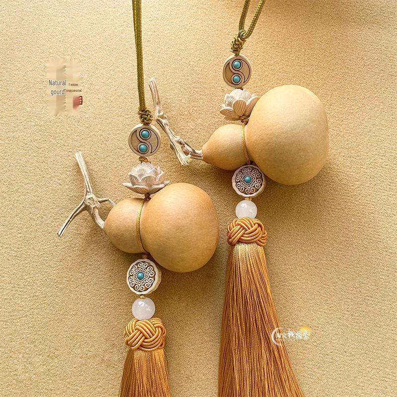 Wooden Five Emperors Coin Car Ornament: Real Natural Gourd Pendant for Doors & Bedrooms