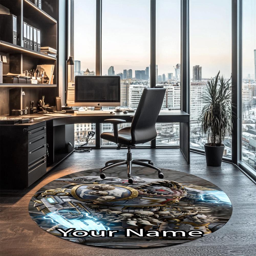 Custom Name Total War Warhammer Printed Round Rug Carpet Chair Rug Area Rug Entryway Doormats,for Office Chair Living Room Bedroom Kitchen Room.