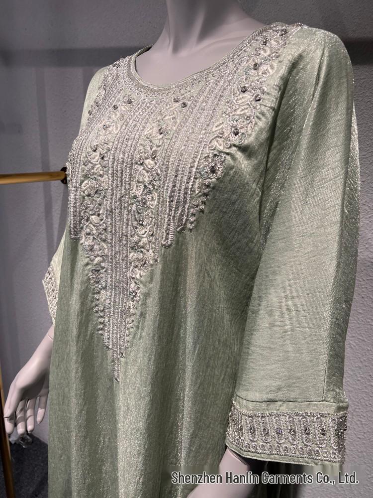 L230 Rhinestone Craft Muslim Abaya Jalabiya Evening Gown