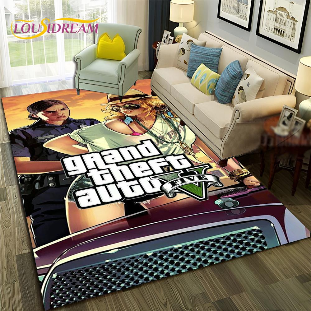 GTA 3D Spiele Grand Theft Auto Gamer Teppich Teppich für Zuhause Wohnzimmer Schlafzimmer Sofa Fußmatte Dekor, Kinderbereich Teppich Rutschfeste Bodenmatte