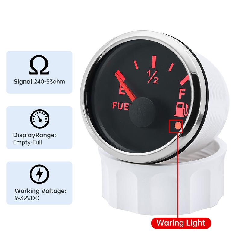 52mm LED Fuel Level Gauge + Fuel Float Level Sensor 240-33ohm For Auto Car Marine Boat With 7 Color Backlight 12V~24V Waterproof