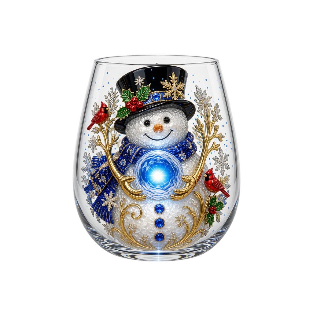 Christmas Themed Glass Cup for Holiday Drinks and Everyday Beverages