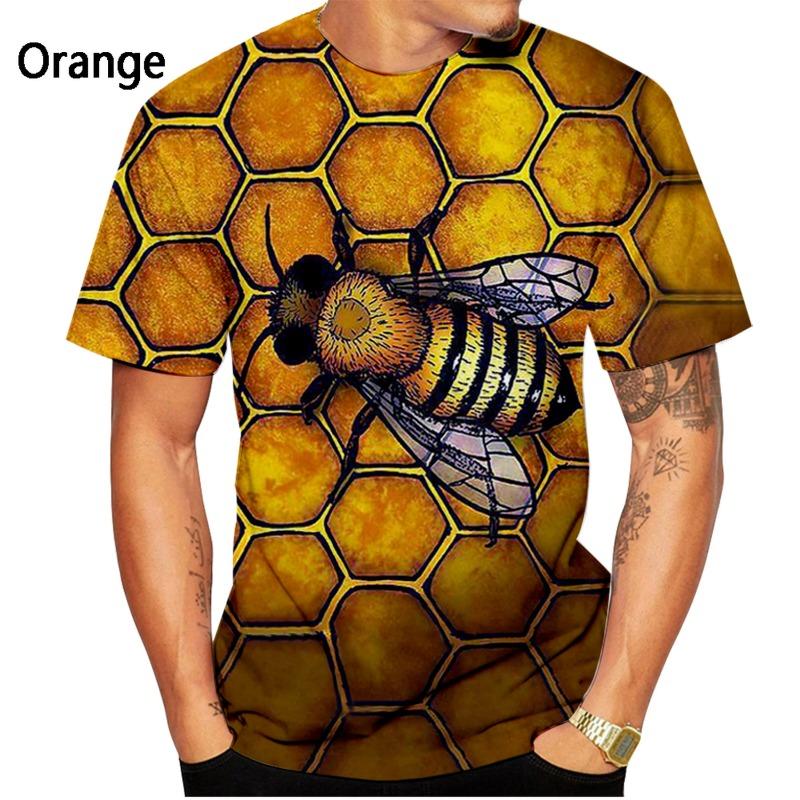 Summer New Fashion Animal Bee 3D Printed Pattern Men's T-shirt Casual Short Sleeved Top Plus Size