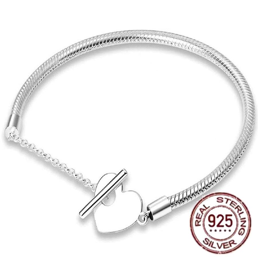 Best-selling 925 Sterling Silver Heart-shaped Crown Snake Bone Chain, Perfect for the Original DlY Bracelet! Ladies' Birthday Fa