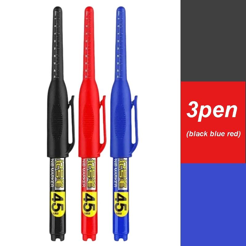 45mm Tip Waterproof Long Head Marker Pen set Quick-Dry Ink for Woodworking Construction Deep Hole Non-Toxic Black Red Blue White