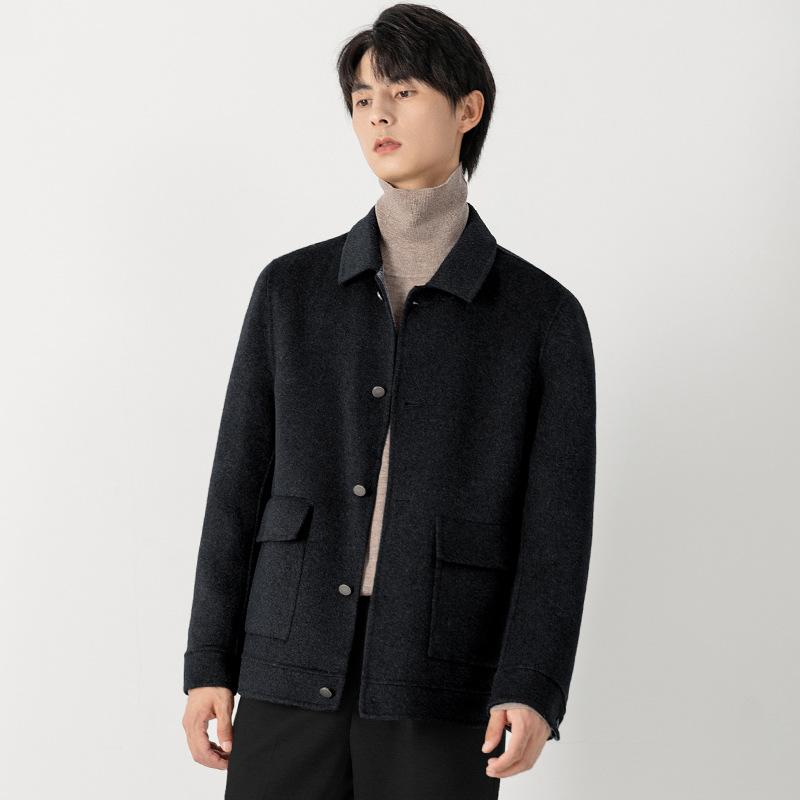 

Мужское двухстороннее шерстяное пальто, короткая утолщенная повседневная куртка, зимняя куртка без кашемира 3XL