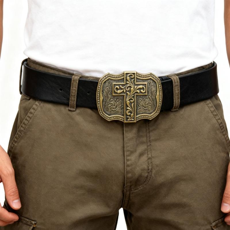 Retros Crosses Belt Buckles Durability Alloys Materials Belt Buckles for Daily Commute and Leisure Activity