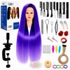 Cap de antrenament pentru coafură feminină cu păr sintetic 70cm + set de păr coc umplutură pieptene coafuri elaborate
