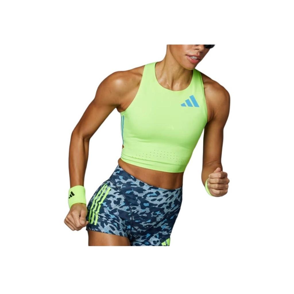 adidas Adizero Road To Records Slim Fit Crop Top Damen Tops Hellgrün IT5774