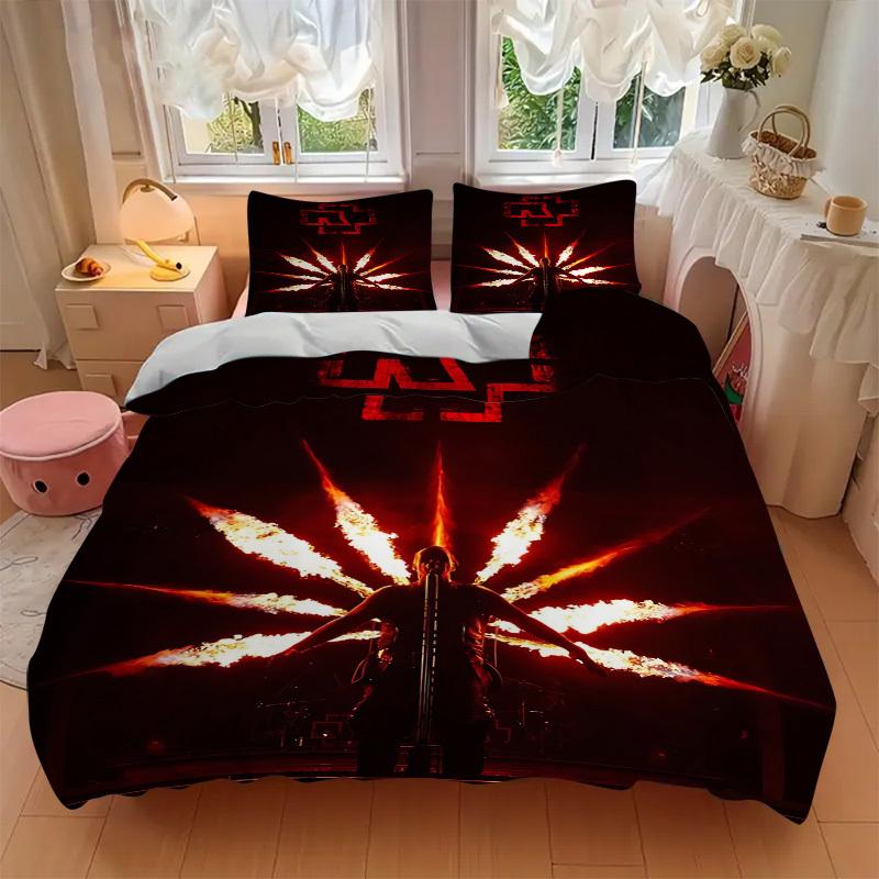 Set di biancheria da letto Rammstein da 3 pezzi Include 1 Piumone + 2 Federe, Senza Imbottiture per Cuscini, Morbido Confortevole, Leggero Traspirante, Stampato H