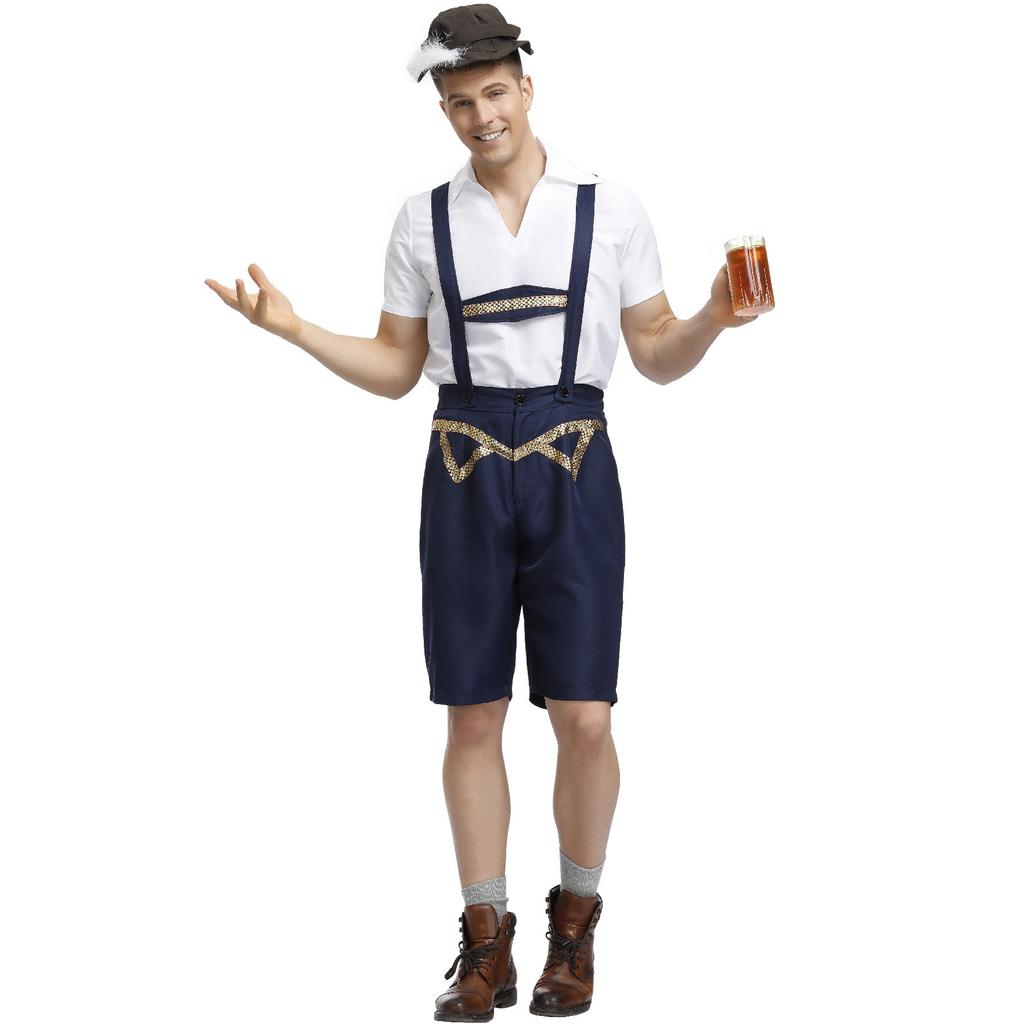 Germany Munich Men's Oktoberfest Cos Beer Costume Stage Costume, Men's Overalls Halloween Costume