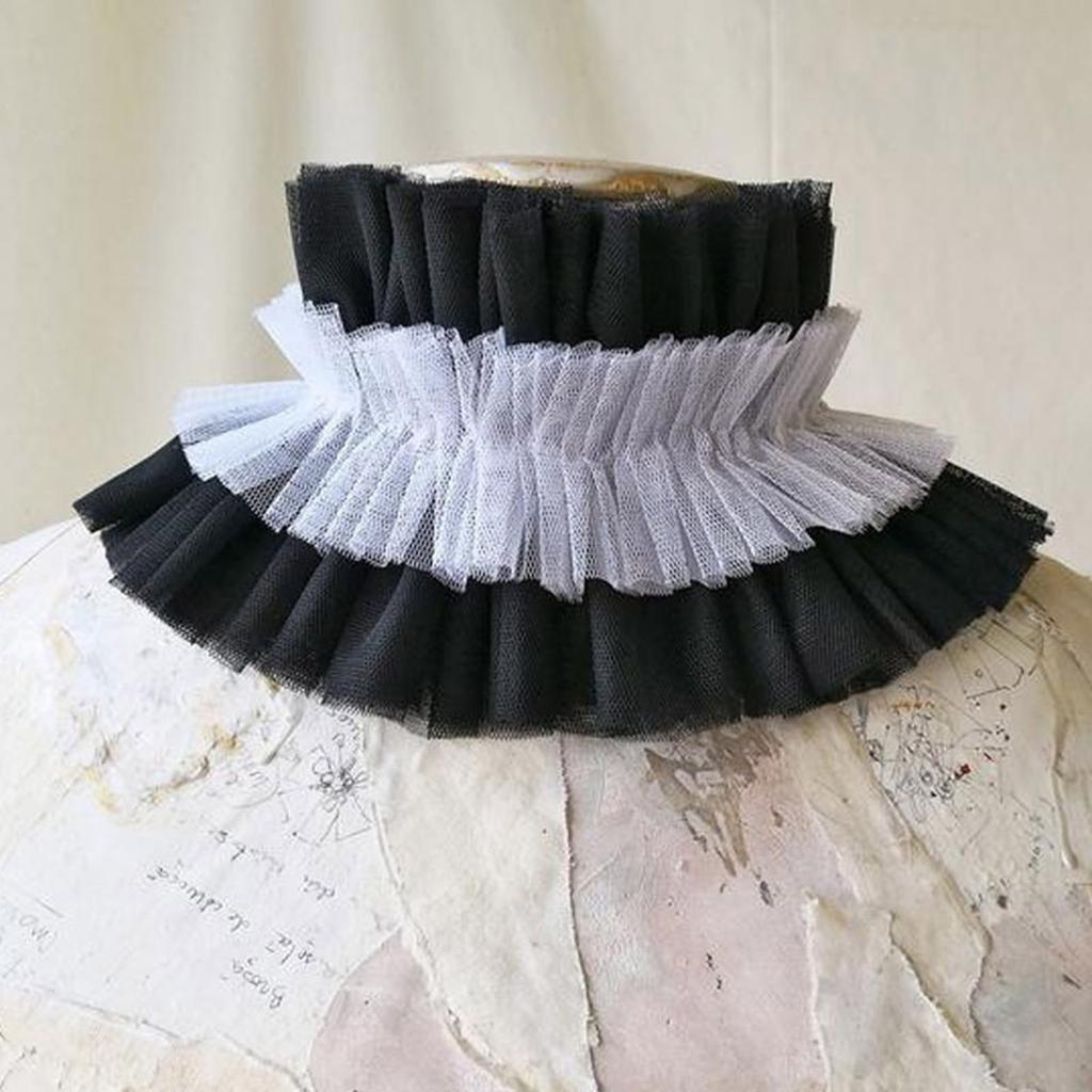 Mujeres Renacimiento Isabelino Malla Volante Falso Cuello Vintage Pequeño Cuello Gorguera Lazos Desmontable Gargantillas Chal Envolvente