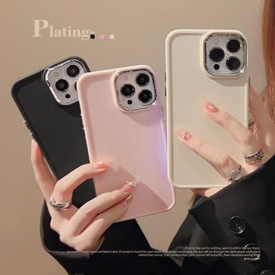 Plated Lens for IPhone 16 and Apple 17 Phone Case Soft 14 Silicone 13 Simple Solid Color 15 Pro Max