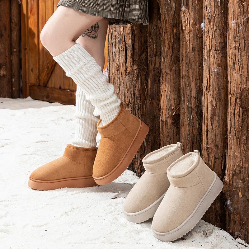 Winter Thick-soled Warm Indoor Home Non-slip Velvet Thickened Outdoor Wear Fashionable Versatile Short Cotton Shoes