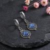 New Elegant Natural Kyanite Silver Drop Earrings for Women Vintage Jewelry Wedding Engagement Hoop Earrings Gifts
