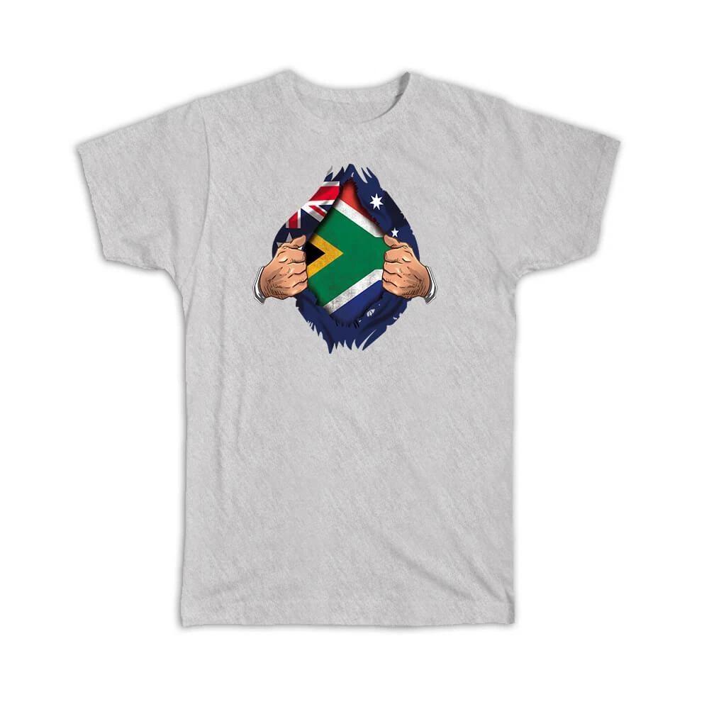 Gift T-Shirt : South Africa Australian Flag Chest African M