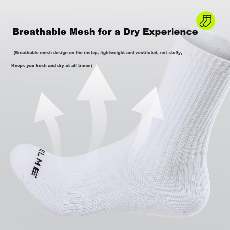 KELME Sports Socks [6 Pairs] Long Socks Spring Summer Basketball Badminton Running Sweat-Absorbing Odor-Resistant Casual Socks