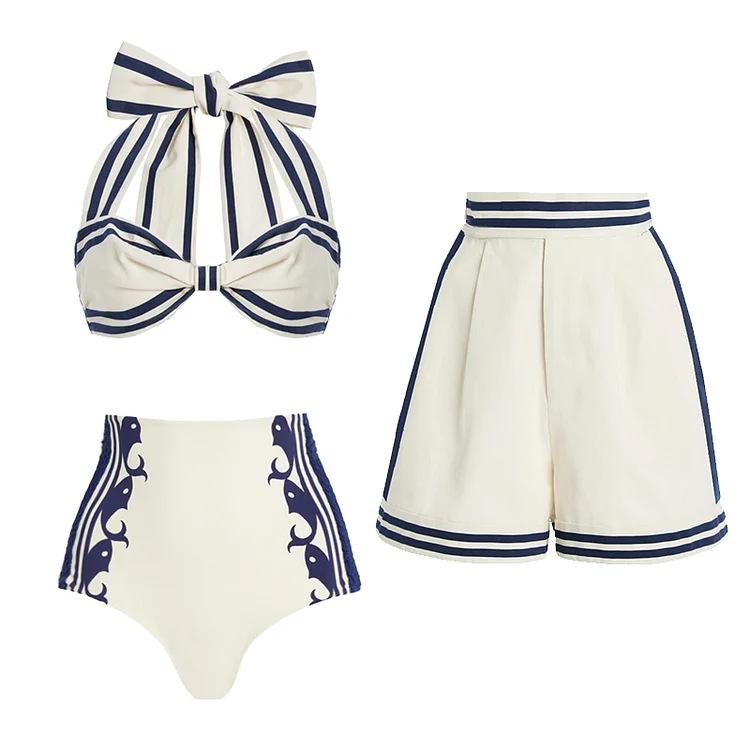 1011 Europäischer und amerikanischer Bikini neues Marineblau Hals hoher Bund geteilt Badeanzug Anzug weiblich Explosion 11198