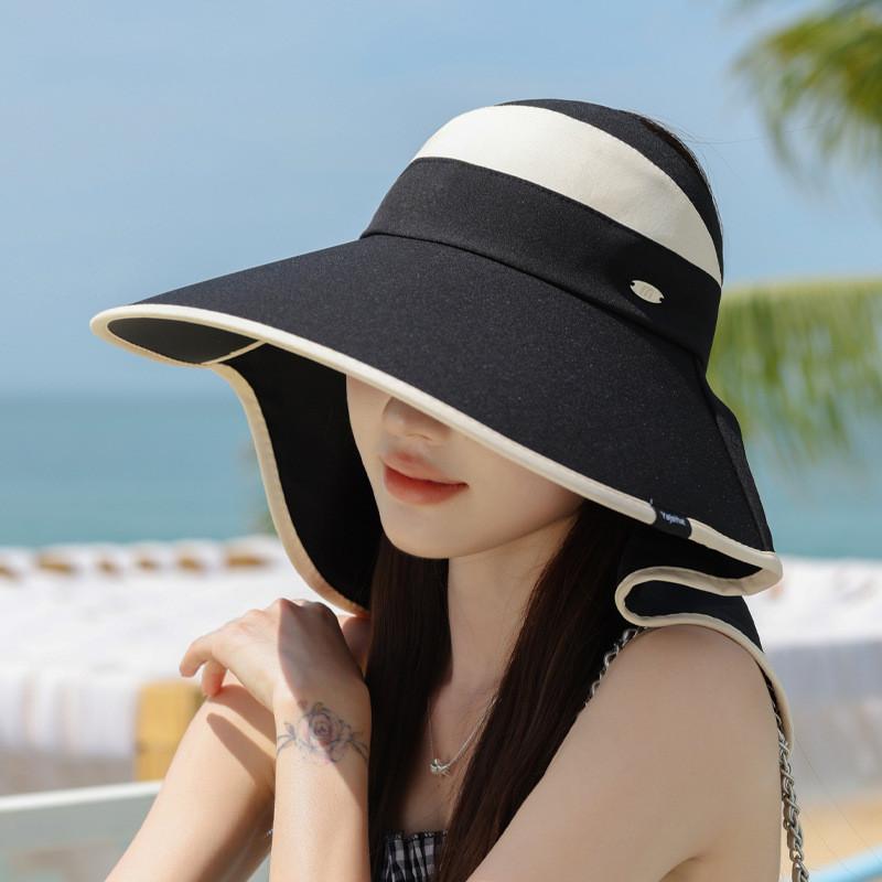 Polyester Wide Brim Sun Hat For Women With Neck Guard Summer Uv Protection Outdoor Casual