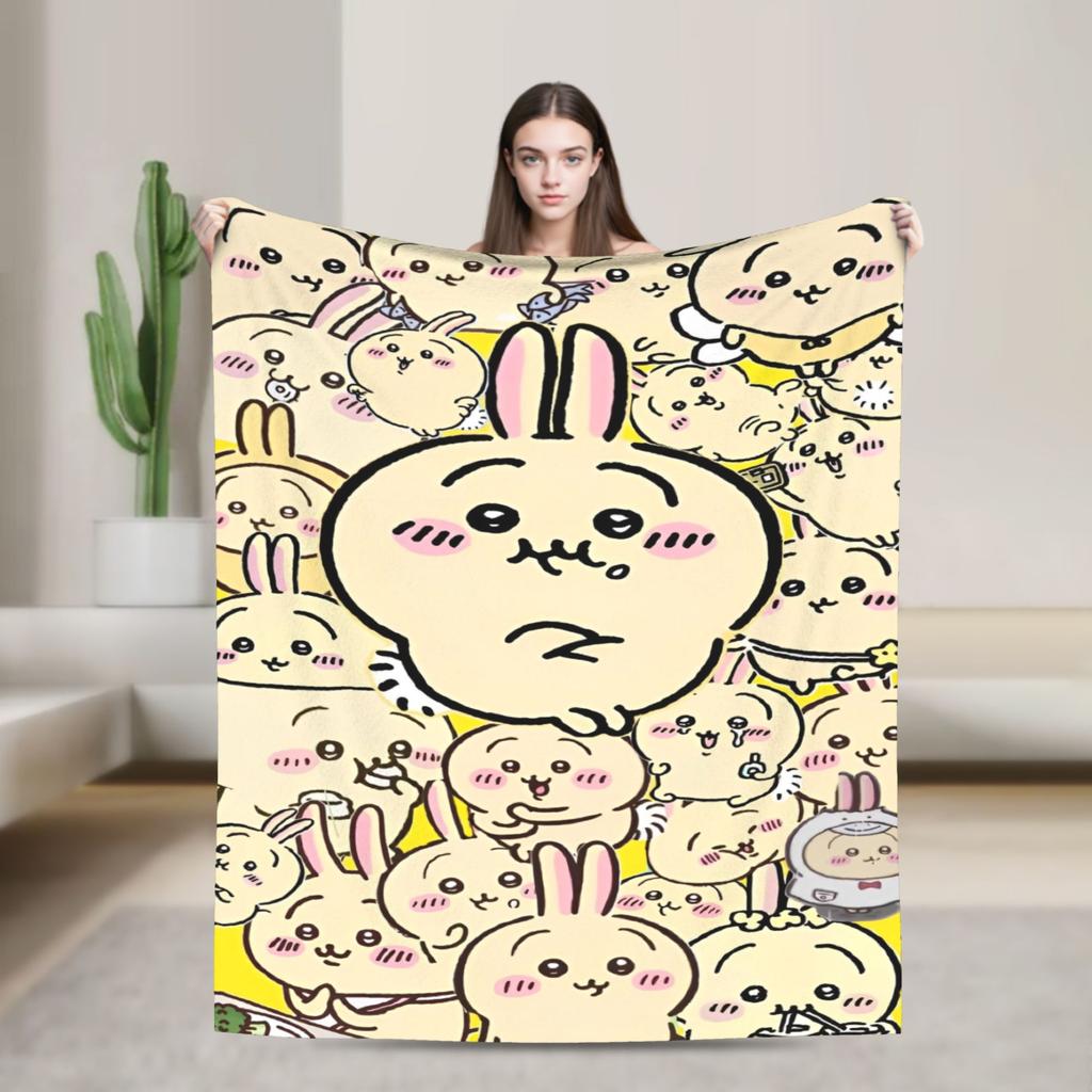 Chiikawa Toilet Blankets Fleece Awesome Soft Throw Blankets for Home Textile Decor
