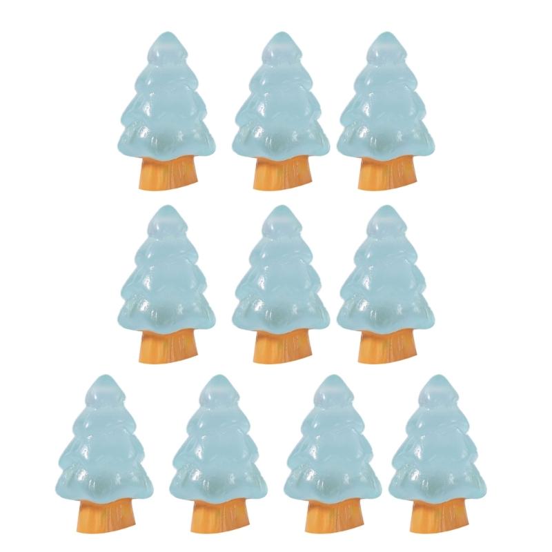 10 Pcs Microlandschaft Miniature Christmas Tree Decorations Snow Landscape Accessories Resin Crafts Luminous Ornaments