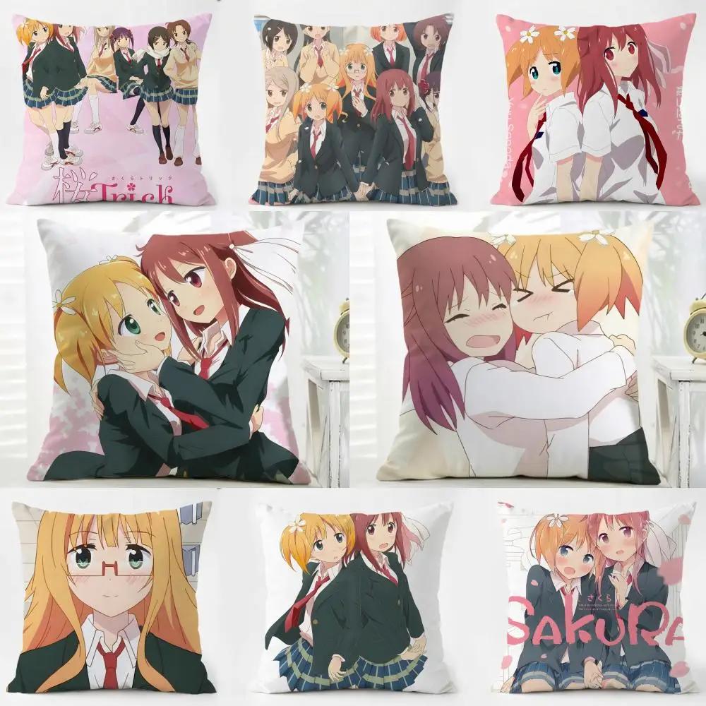 TTrick Sakura Trick Cushion Cover Pillow Case Soft Friendly Fabric Concealed Zipper