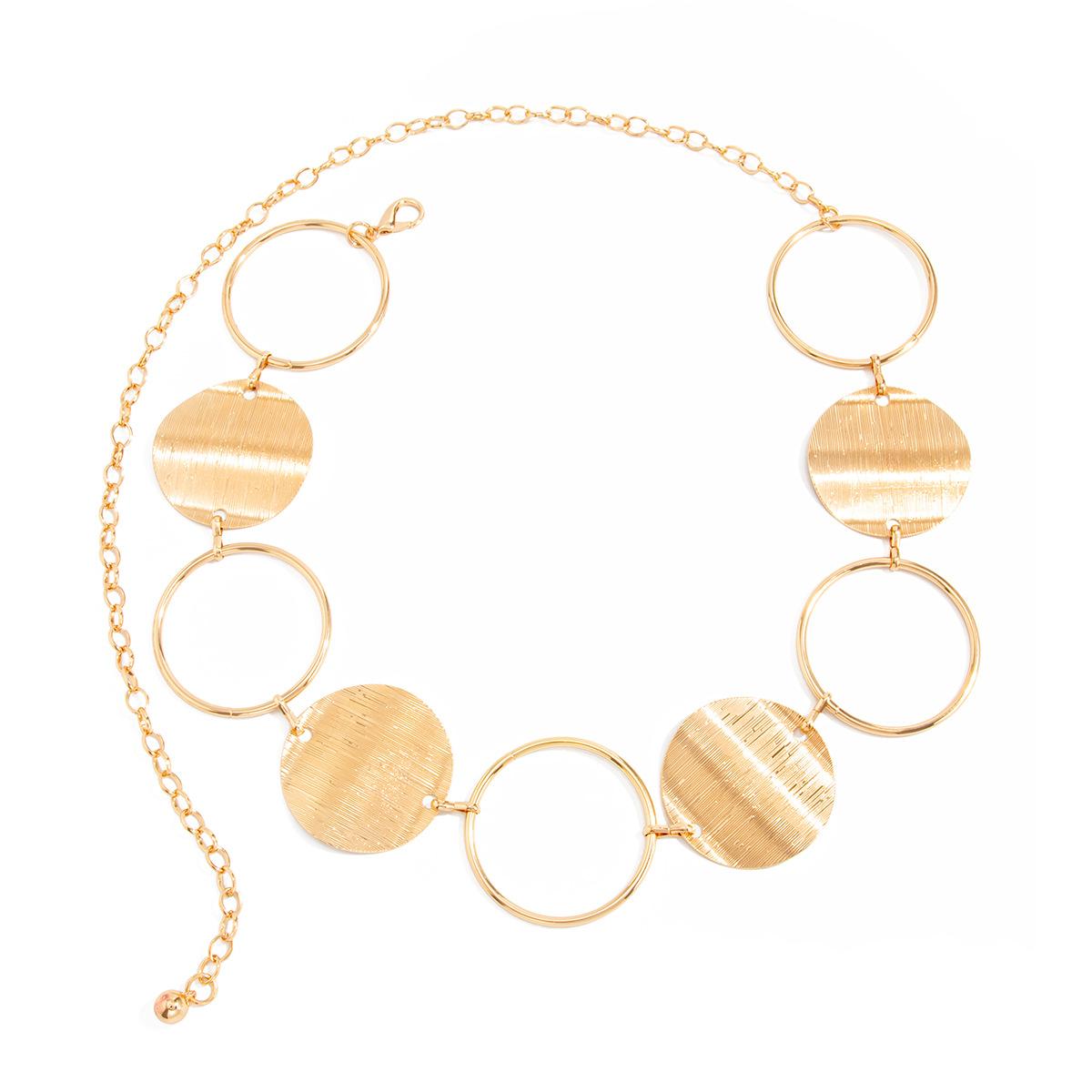 

Fashion Retro Metal Ring Splicing Waist Chain Female, Design Sense Brushed Disc Waist Body Chain