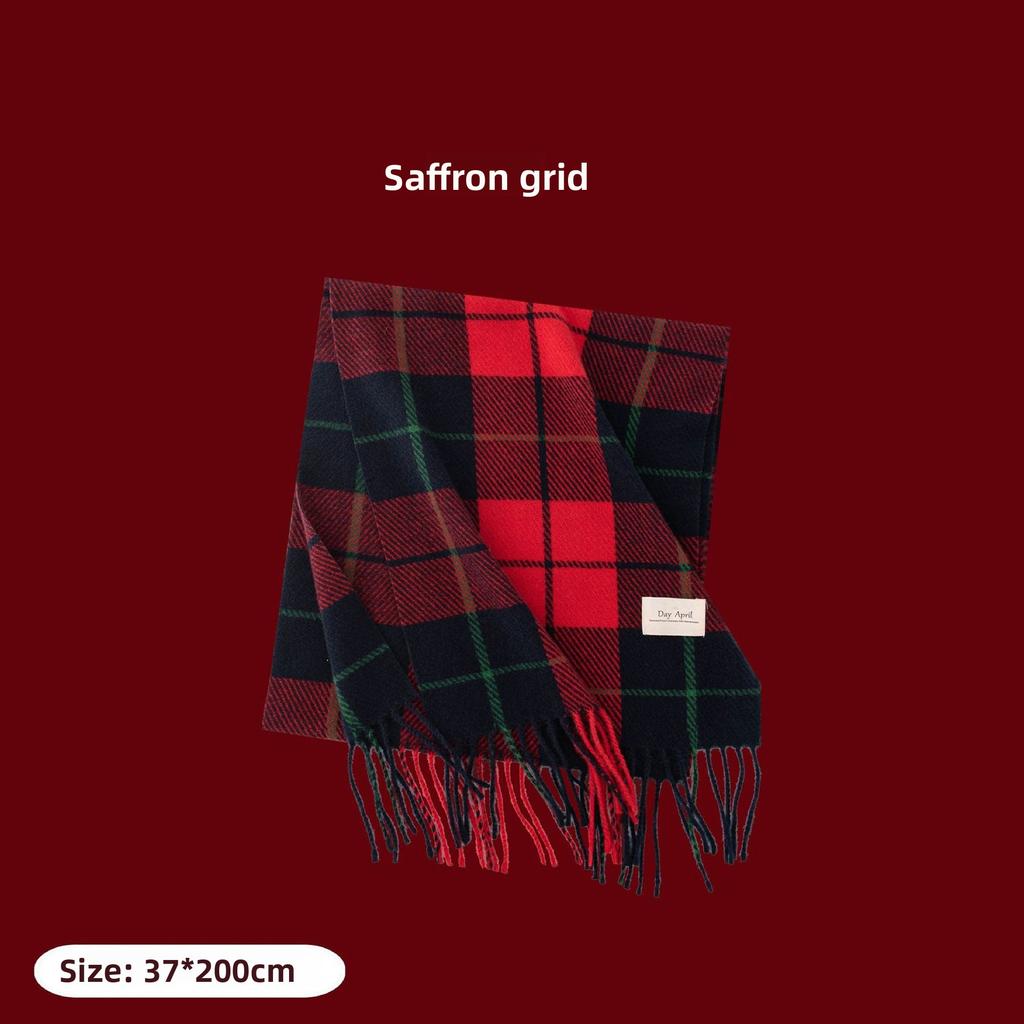 Ankara Red Plaid Scarf Christmas Scarf Winter Atmosphere Versatile Women's Cashmere Feel Scarf Warm Shawl