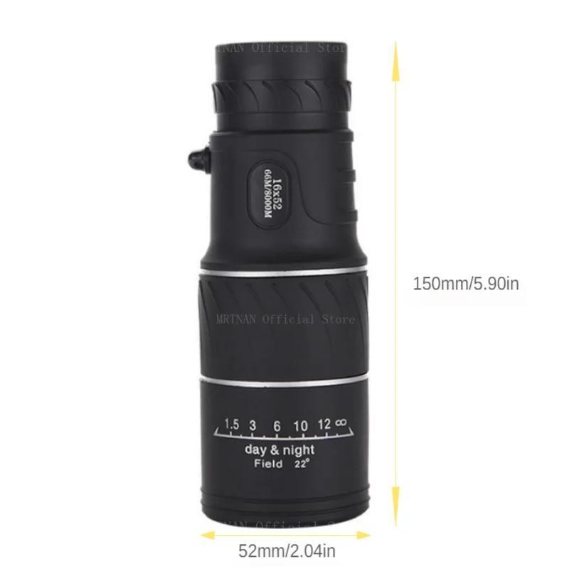 16X52 Monocular Telescope Optical Lens High Definition Handy Optics Scope Dual Focus Zoom 16X Binocular for Outdoor Camp Hunting