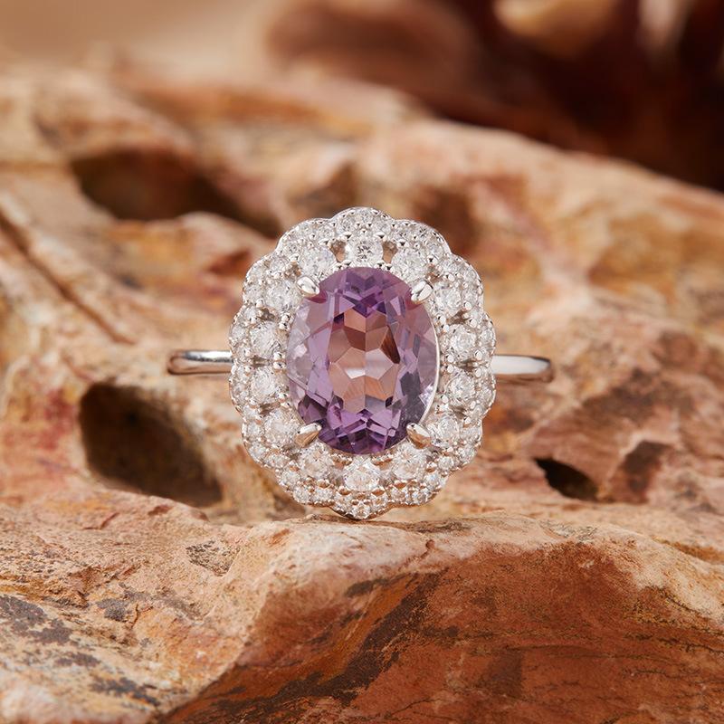 Natural Topaz Citrine Amethyst Ring Women'S S925 Sterling Silver Jewelry