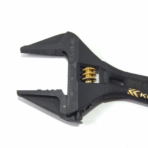 Fujiya Light Short Adjustable Wrench, Black and Gold with Grip, FLS-28-BG, Maximum Opening: 28mm