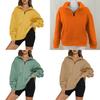 Womens Solid Color Sweatshirt With Pockets And Long Sleeves For Casual Wear